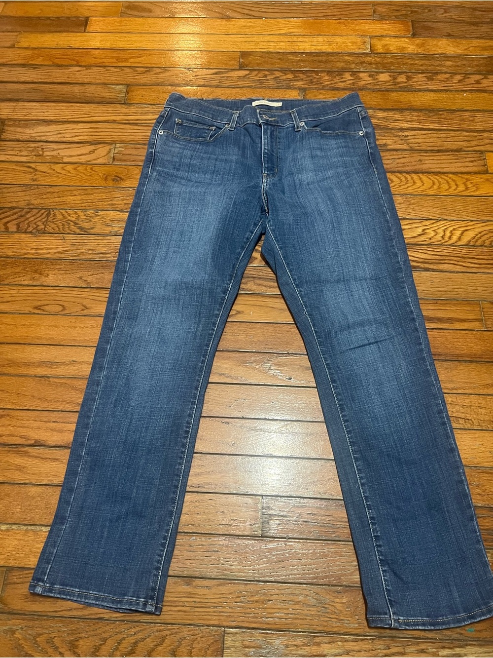 Levi's Blue Classic Straight Jeans with Gold Stitching
